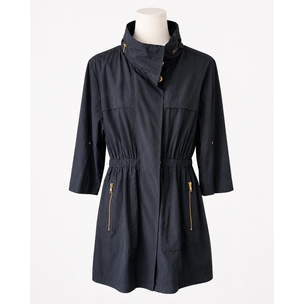 Ali Ro Utility Jacket Size 4 Anorak Hooded Cinched Waist Gold Hardware